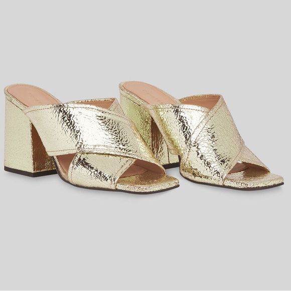 Whistles Gold Ayres Cross Strap Sandal, barely worn, still has stickers, 37 - Picture 1 of 16